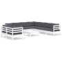 Muebles de jardín 10 pzas con cojines blanco madera maciza pino de , Conjuntos de jardín - Ref: Foro24-3096906, Precio: 907,6...