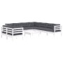 Muebles de jardín 10 pzas con cojines blanco madera maciza pino de , Conjuntos de jardín - Ref: Foro24-3096906, Precio: 907,6...