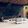 Muebles de jardín 9 pzas y cojines blanco madera maciza de pino de , Conjuntos de jardín - Ref: Foro24-3097128, Precio: 767,1...