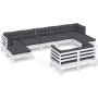 Muebles de jardín 9 pzas y cojines blanco madera maciza de pino de , Conjuntos de jardín - Ref: Foro24-3097128, Precio: 767,1...