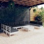 Muebles de jardín 11 pzas y cojines blanco madera maciza pino de , Conjuntos de jardín - Ref: Foro24-3097194, Precio: 903,92 ...