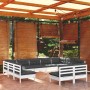 Muebles de jardín 11 pzas y cojines blanco madera maciza pino de , Conjuntos de jardín - Ref: Foro24-3097212, Precio: 918,17 ...