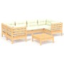 Muebles de jardín 7 piezas cojines madera de pino color crema de , Conjuntos de jardín - Ref: Foro24-3097301, Precio: 552,00 ...