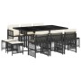 Set de comedor jardín 11 pzas con cojines ratán sintético negro en Conjuntos de jardín | Comprar online en Foru.es