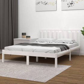 Estructura de cama madera maciza pino blanco 120x190 cm de , Camas y somieres - Ref: Foro24-3105042, Precio: 122,88 €, Descue...