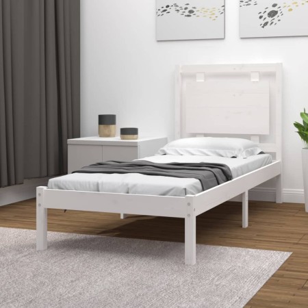 Estructura de cama madera maciza individual blanco 75x190 cm de , Camas y somieres - Ref: Foro24-3105496, Precio: 109,21 €, D...