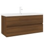 Mueble de baño con lavabo madera contrachapada marrón roble de , Tocadores de baño - Ref: Foro24-3152890, Precio: 337,43 €, D...