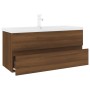 Mueble de baño con lavabo madera contrachapada marrón roble de , Tocadores de baño - Ref: Foro24-3152890, Precio: 337,43 €, D...
