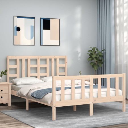 Estructura de cama con cabecero madera maciza 140x200 cm de , Camas y somieres - Ref: Foro24-3191971, Precio: 125,88 €, Descu...
