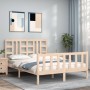 Estructura de cama con cabecero madera maciza 140x200 cm de , Camas y somieres - Ref: Foro24-3191971, Precio: 125,88 €, Descu...