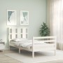 Estructura de cama con cabecero madera maciza blanco de , Camas y somieres - Ref: Foro24-3194082, Precio: 111,32 €, Descuento: %