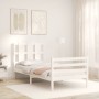 Estructura de cama con cabecero madera maciza blanco de , Camas y somieres - Ref: Foro24-3194082, Precio: 111,32 €, Descuento: %