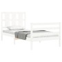 Estructura de cama con cabecero madera maciza blanco de , Camas y somieres - Ref: Foro24-3194082, Precio: 111,32 €, Descuento: %