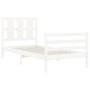 Estructura de cama con cabecero madera maciza blanco de , Camas y somieres - Ref: Foro24-3194082, Precio: 111,32 €, Descuento: %