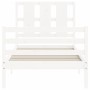 Estructura de cama con cabecero madera maciza blanco de , Camas y somieres - Ref: Foro24-3194082, Precio: 111,32 €, Descuento: %