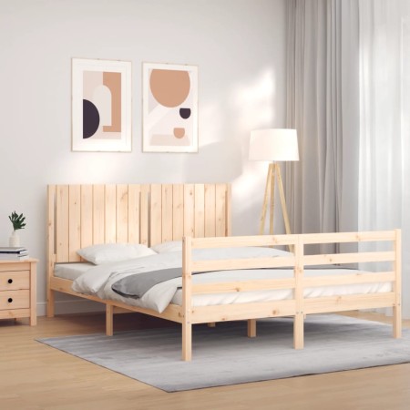 Estructura de cama con cabecero madera maciza 160x200 cm de , Camas y somieres - Ref: Foro24-3194776, Precio: 159,09 €, Descu...