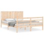 Estructura de cama con cabecero madera maciza 160x200 cm de , Camas y somieres - Ref: Foro24-3194776, Precio: 159,09 €, Descu...