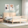 Estructura de cama con cabecero madera maciza 160x200 cm de , Camas y somieres - Ref: Foro24-3194776, Precio: 159,09 €, Descu...