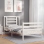 Estructura de cama con cabecero madera maciza blanco de , Camas y somieres - Ref: Foro24-3194667, Precio: 102,11 €, Descuento: %