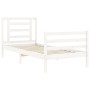 Estructura de cama con cabecero madera maciza blanco de , Camas y somieres - Ref: Foro24-3194667, Precio: 102,11 €, Descuento: %