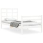 Estructura de cama con cabecero madera maciza blanco de , Camas y somieres - Ref: Foro24-3193952, Precio: 101,30 €, Descuento: %