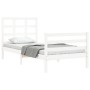 Estructura de cama con cabecero madera maciza blanco de , Camas y somieres - Ref: Foro24-3193952, Precio: 101,30 €, Descuento: %