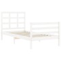 Estructura de cama con cabecero madera maciza blanco de , Camas y somieres - Ref: Foro24-3193952, Precio: 101,30 €, Descuento: %