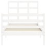 Estructura de cama con cabecero madera maciza blanco de , Camas y somieres - Ref: Foro24-3193952, Precio: 101,30 €, Descuento: %