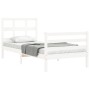 Estructura de cama con cabecero madera maciza blanco de , Camas y somieres - Ref: Foro24-3194797, Precio: 102,96 €, Descuento: %