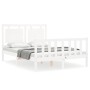Estructura cama de matrimonio con cabecero madera maciza blanco de , Camas y somieres - Ref: Foro24-3192142, Precio: 176,62 €...