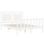 Estructura cama de matrimonio con cabecero madera maciza blanco de , Camas y somieres - Ref: Foro24-3192142, Precio: 176,62 €...