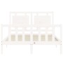 Estructura cama de matrimonio con cabecero madera maciza blanco de , Camas y somieres - Ref: Foro24-3192142, Precio: 176,62 €...
