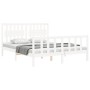 Estructura de cama matrimonio con cabecero madera maciza blanco de , Camas y somieres - Ref: Foro24-3192432, Precio: 160,39 €...