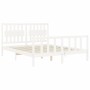 Estructura de cama matrimonio con cabecero madera maciza blanco de , Camas y somieres - Ref: Foro24-3192432, Precio: 160,39 €...