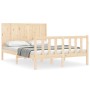 Estructura de cama de matrimonio con cabecero madera maciza de , Camas y somieres - Ref: Foro24-3192596, Precio: 160,75 €, De...