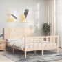 Estructura de cama de matrimonio con cabecero madera maciza de , Camas y somieres - Ref: Foro24-3192596, Precio: 160,75 €, De...