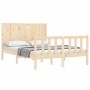 Estructura de cama de matrimonio con cabecero madera maciza de , Camas y somieres - Ref: Foro24-3192596, Precio: 160,75 €, De...