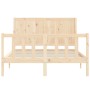 Estructura de cama de matrimonio con cabecero madera maciza de , Camas y somieres - Ref: Foro24-3192596, Precio: 160,75 €, De...