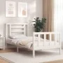 White solid wood bed frame with headboard by , Beds and slatted bases - Ref: Foro24-3192847, Price: 99,83 €, Discount: %