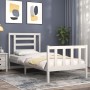 Estructura de cama con cabecero madera maciza blanco de , Camas y somieres - Ref: Foro24-3192847, Precio: 101,20 €, Descuento: %