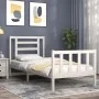 White solid wood bed frame with headboard by , Beds and slatted bases - Ref: Foro24-3192847, Price: 99,83 €, Discount: %