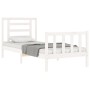 Estructura de cama con cabecero madera maciza blanco de , Camas y somieres - Ref: Foro24-3192847, Precio: 101,20 €, Descuento: %