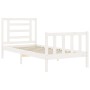 Estructura de cama con cabecero madera maciza blanco de , Camas y somieres - Ref: Foro24-3192847, Precio: 101,20 €, Descuento: %