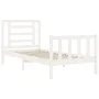 White solid wood bed frame with headboard by , Beds and slatted bases - Ref: Foro24-3192847, Price: 99,83 €, Discount: %