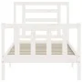 White solid wood bed frame with headboard by , Beds and slatted bases - Ref: Foro24-3192847, Price: 99,83 €, Discount: %