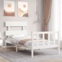 Estructura de cama con cabecero madera maciza blanco de , Camas y somieres - Ref: Foro24-3193237, Precio: 97,04 €, Descuento: %