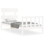 Estructura de cama con cabecero madera maciza blanco de , Camas y somieres - Ref: Foro24-3193237, Precio: 97,04 €, Descuento: %