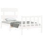 Estructura de cama con cabecero madera maciza blanco de , Camas y somieres - Ref: Foro24-3193237, Precio: 97,04 €, Descuento: %