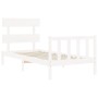 Estructura de cama con cabecero madera maciza blanco de , Camas y somieres - Ref: Foro24-3193237, Precio: 97,04 €, Descuento: %