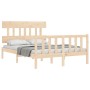 Estructura de cama de matrimonio con cabecero madera maciza de , Camas y somieres - Ref: Foro24-3193311, Precio: 135,71 €, De...